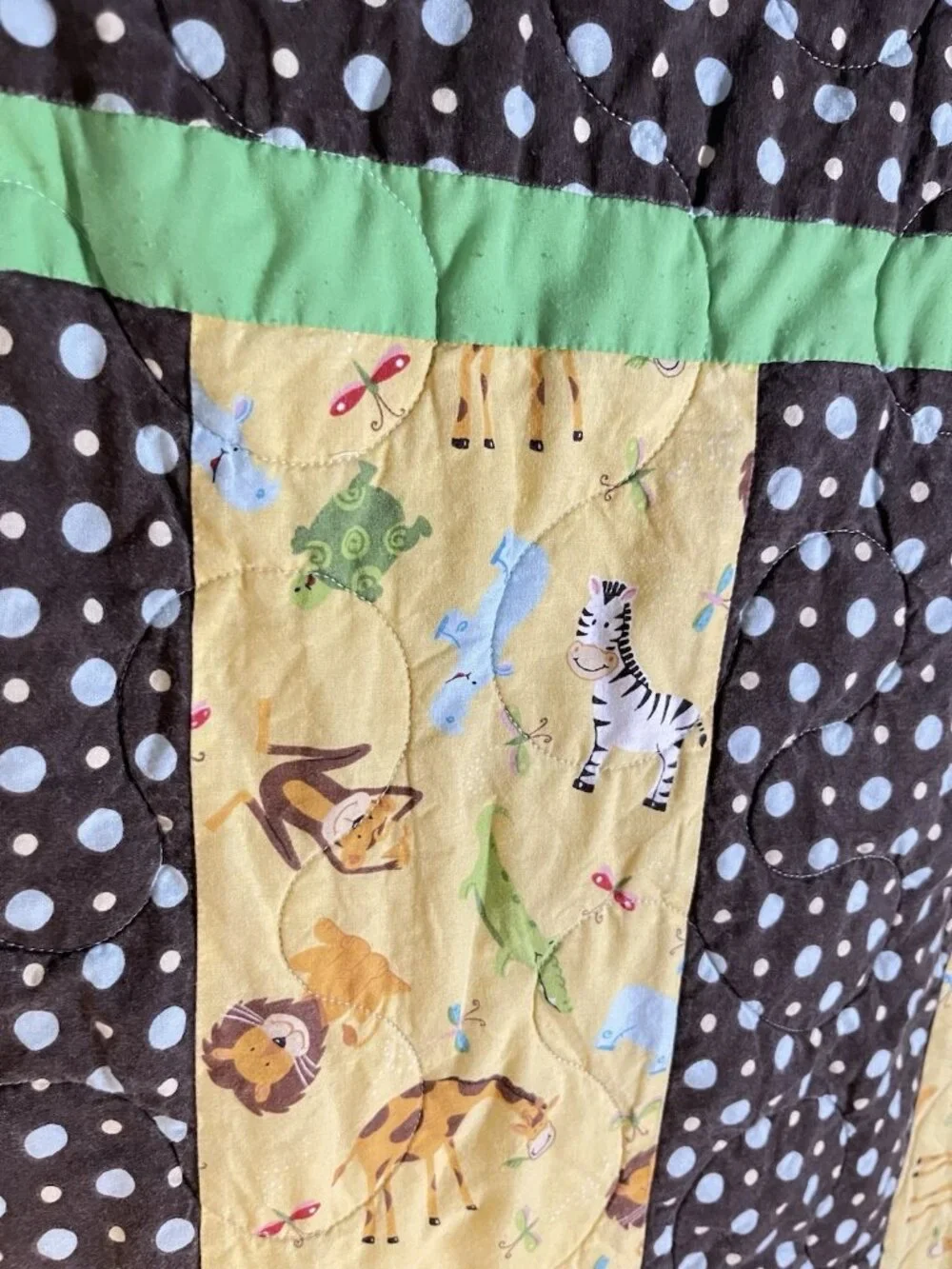 Handmade Safari Crib Quilt 51x37 Jungle Animals Quilters Guild Colorado Springs